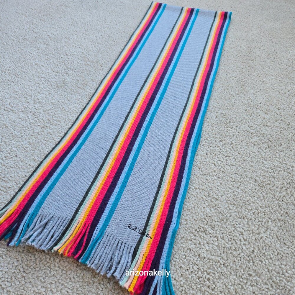 NWOT Paul Smith Knit Wool Striped Scarf - Picture 9 of 16